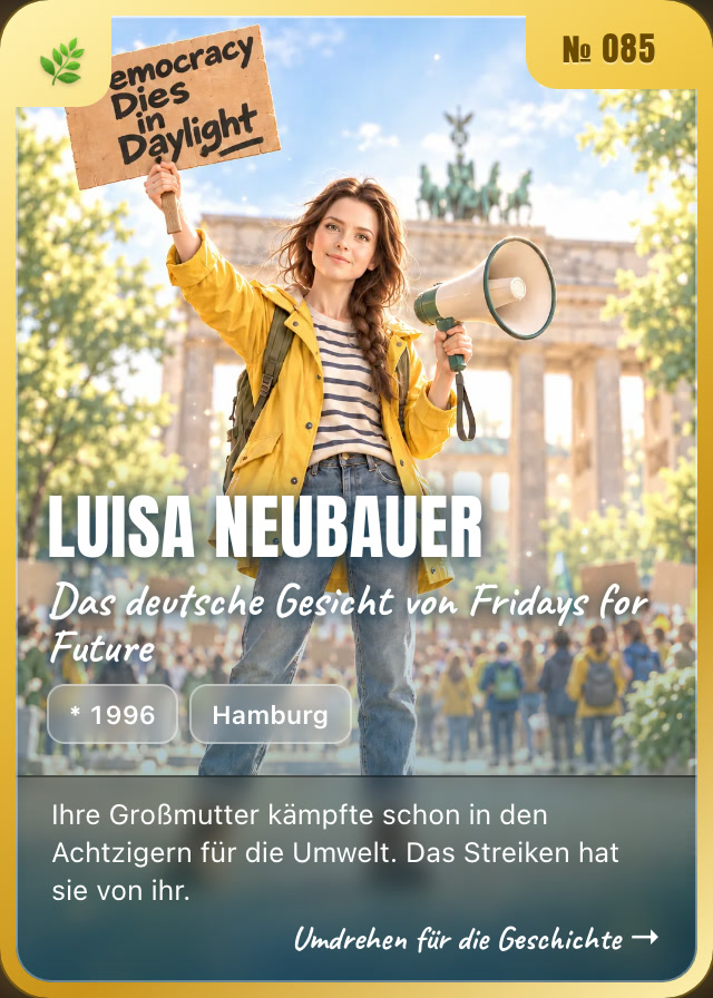 Luisa Neubauer trading card, front